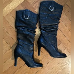 Matisse Leather Heeled Slouchy Boots| Color: Black | Size: 7